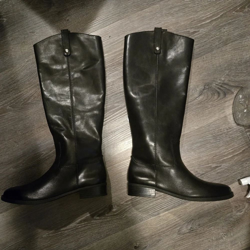 INC Fawne Black Tall Riding Boots Womens Size 9.5M Knee High NWT Retail $185